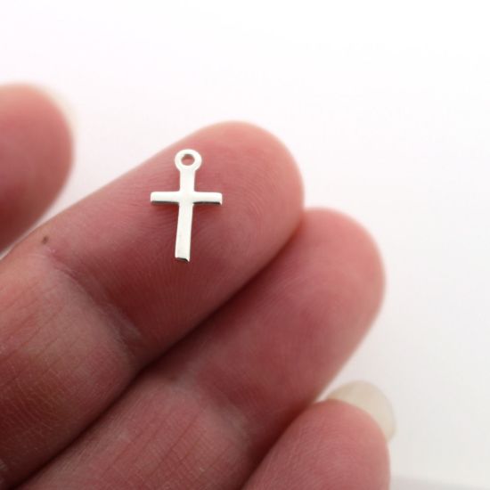 Wholesale 925 Sterling Silver Tiny Cross Charm - 10x6 mm (1 pc)