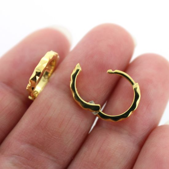 Wholesale Gold over Sterling Silver Huggies Hoop Earrings -13mm (Sold Per Pair)