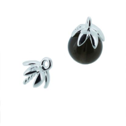 Wholesale 925 Sterling Silver Small Flower Bead Cap Bail with Post - 7mm (1 pc)