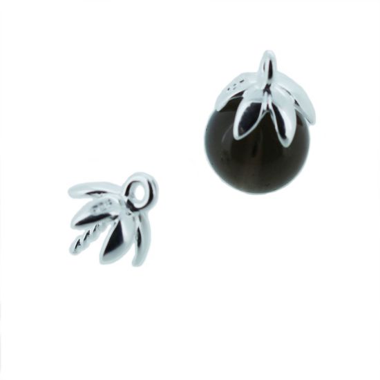 Wholesale 925 Sterling Silver Small Flower Bead Cap Bail with Post - 7mm (1 pc)