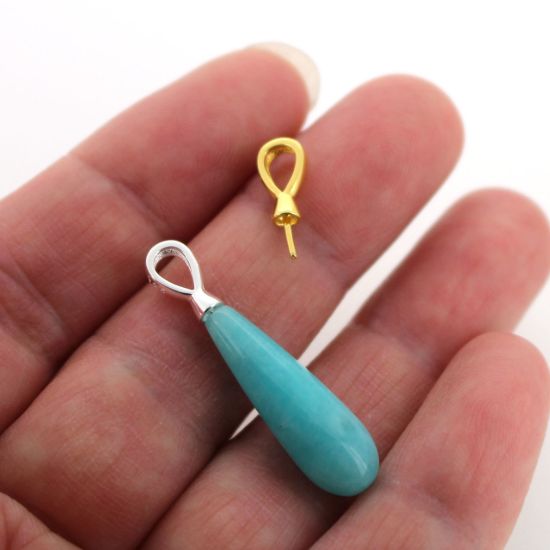 Wholesale 925 Sterling Silver Simple Bead Cap Bail with Post - 13mm (1 pc)