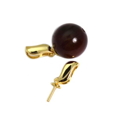 Wholesale Gold over Sterling Silver Leaf Shape Bead Cap Bail with Post - 10mm (1 pc)