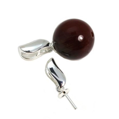 Wholesale Sterling Silver Leaf Shape Bead Cap Bail with Post - 10mm (1 pc)