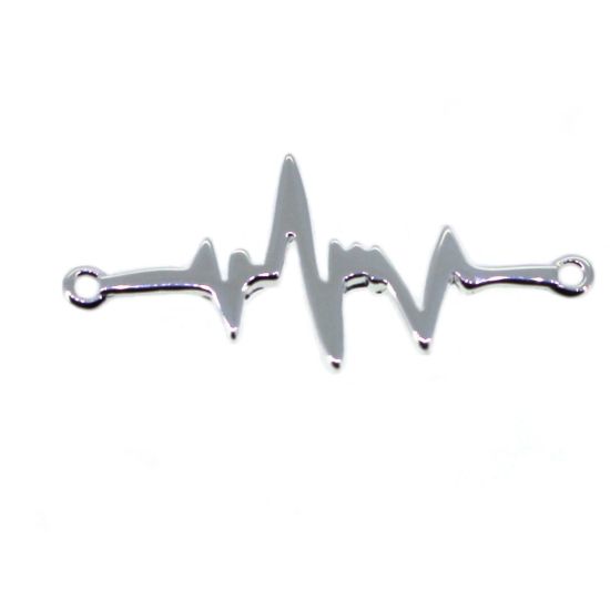 Wholesale Sterling Silver Heartbeat Charm - 27 mm (1 pc)