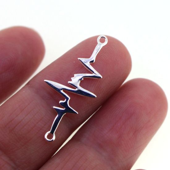 Wholesale Sterling Silver Heartbeat Charm - 27 mm (1 pc)