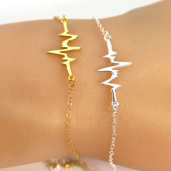 Wholesale Gold over Sterling Silver Heartbeat Charm - 27 mm (1 pc)