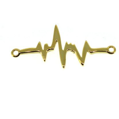 Wholesale Gold over Sterling Silver Heartbeat Charm - 27 mm (1 pc)