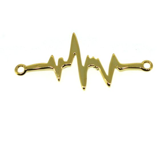 Wholesale Gold over Sterling Silver Heartbeat Charm - 27 mm (1 pc)
