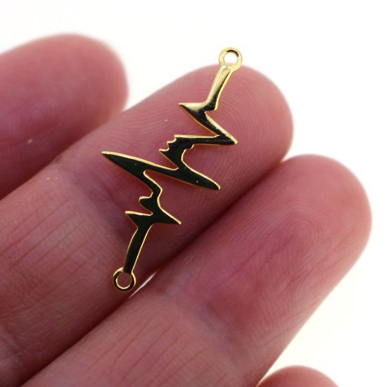 Wholesale Gold over Sterling Silver Heartbeat Charm - 27 mm (1 pc)