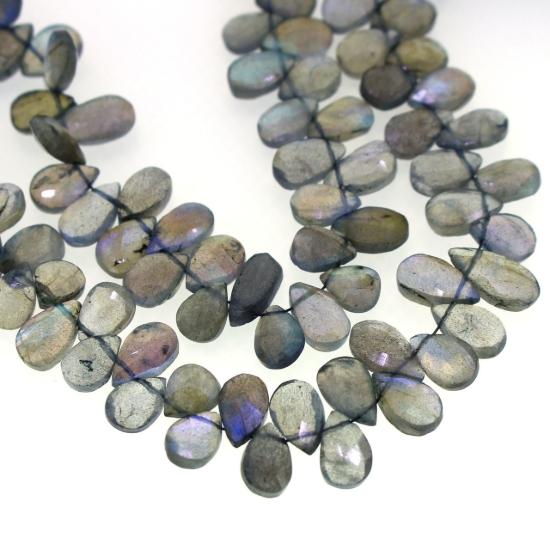 Wholesale Semiprecious Gemstone Beads -100% Genuine Labradorite  Gemstone Bead - Faceted Pear Shape - (Sold Per Strand)