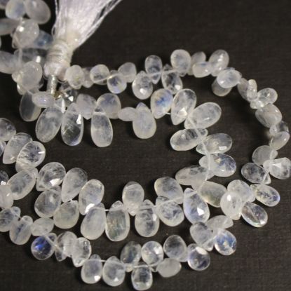Wholesale Semiprecious Gemstone Beads - 100% Genuine Rainbow Moonstone Gemstone Bead - Faceted Pear Shape - (Sold Per Strand)