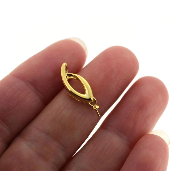 Wholesale Gold Plated 925 Sterling Silver Flame with Swinging Peg Bail Cap for Drilled Pearls and Beads