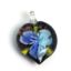 Wholesale Art Glass Pendant- Heart Shape - Blue Flower -39mm