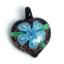Wholesale Art Glass Pendant- Heart Shape - Light Blue Flower -38mm
