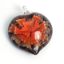 Wholesale Art Glass Pendant- Heart Shape - Big Orange Flower -40mm