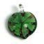 Wholesale Art Glass Pendant- Heart Shape - Big Green Flower -37mm