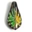 Wholesale Art Glass Pendant- Long Drop Shape - Green Yellow  Flower -36mm