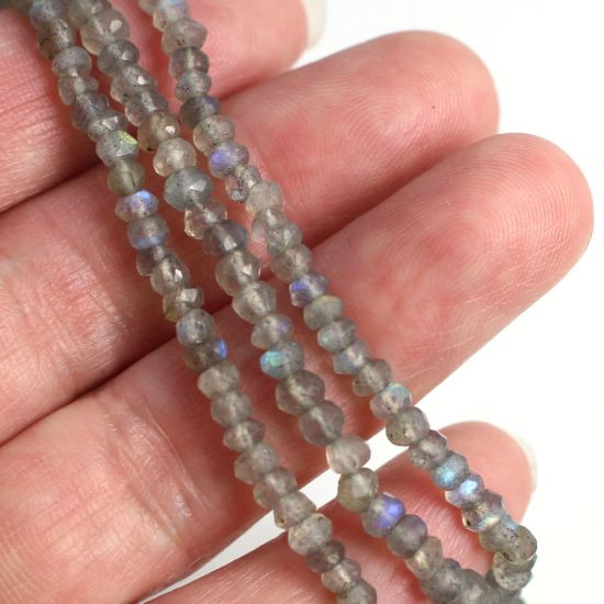 Wholesale Semi-Precious Gemstone Beads - 3.5mm Faceted Rondelle - Labradorite (1 Strand)