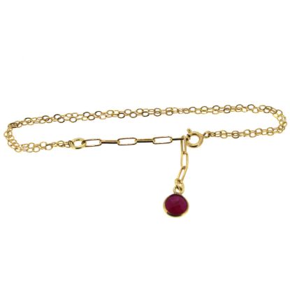 Wholesale Gold over Sterling Silver Tiny Bezel Charm Bracelet -Adjustable 8"