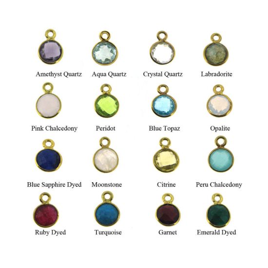 Wholesale Gold over Sterling Silver Tiny Bezel Charm Bracelet -Adjustable 8"