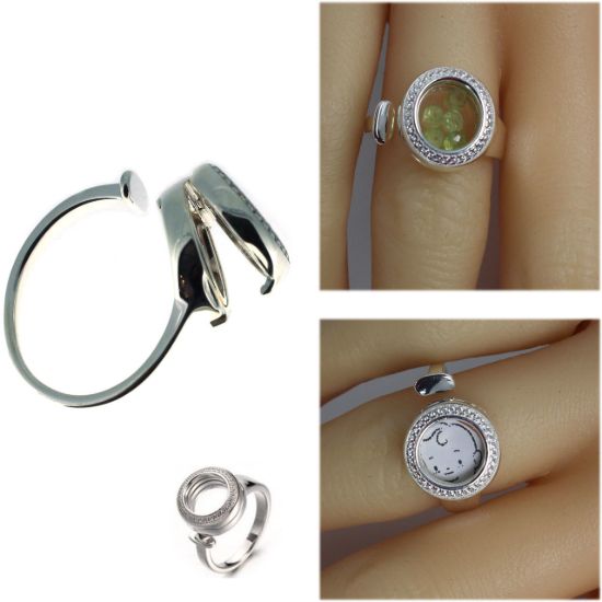 Wholesale Sterling Silver Adjustable Locket Ring (1 piece)