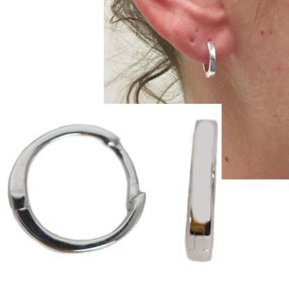 Wholesale Sterling Silver Smooth Huggies Hoop Earrings -13.5mm (Sold Per Pair)