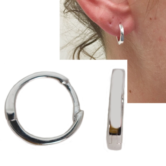 Wholesale Sterling Silver Smooth Huggies Hoop Earrings -13.5mm (Sold Per Pair)