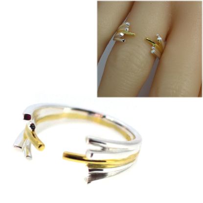 Wholesale Sterling Silver Adjustable Two Tone Spikes Ring (1 piece)