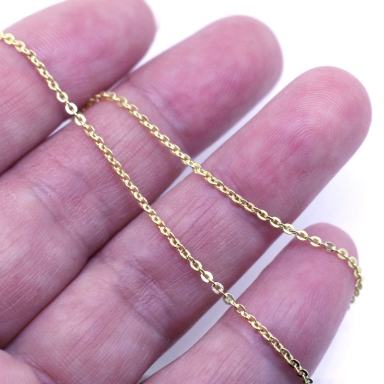 Wholesale Gold over Sterling Silver Bulk Chain - 1.3x1.5mm Solid Flat Cable Chain (sold per foot)