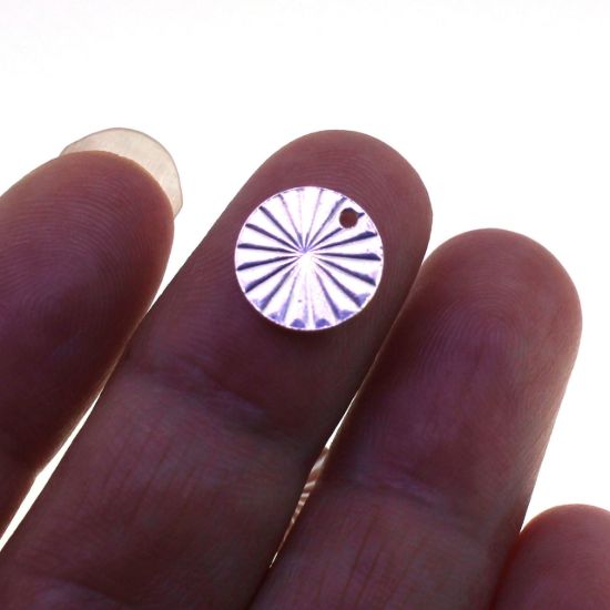 Wholesale Sterling Silver Textured Round Shape Charm 10mm (1 pcs)