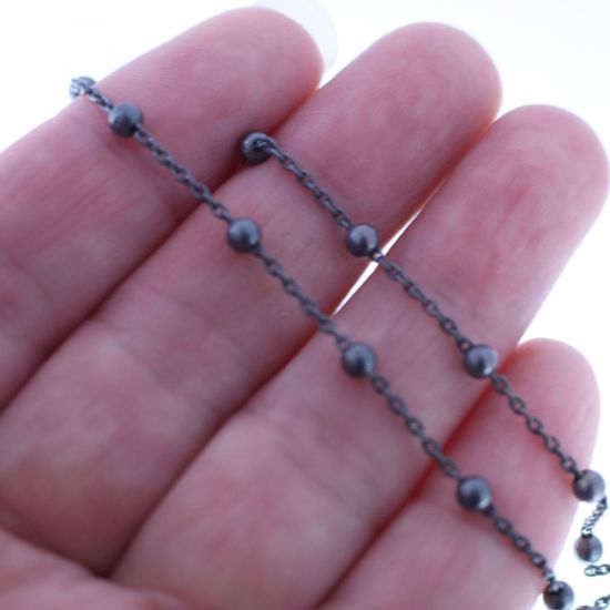 Wholesale Oxidized Sterling Silver Bulk Chain - 3mm Ball Satellite Bead Chain (sold per foot)