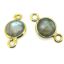 Wholesale Gold over Sterling Silver Bezel Gemstone Connectors- 6mm Faceted Coin Shape - Labradorite