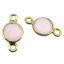 Wholesale Gold over Sterling Silver Bezel Gemstone Connectors- 6mm Faceted Coin Shape - pink chalcedony