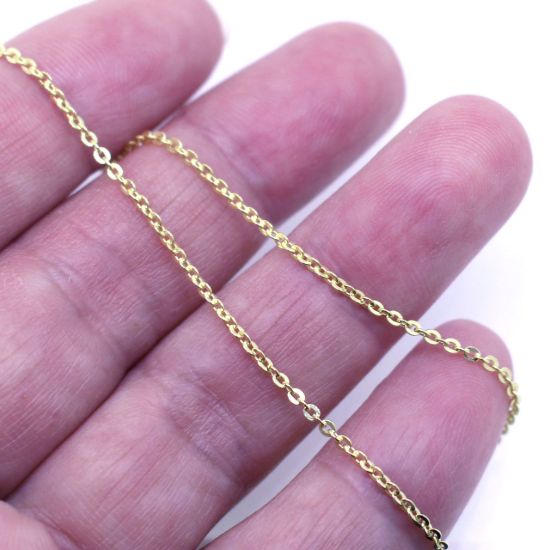 Wholesale Gold over  Sterling Silver Adjustable Necklace Chain - Strong Flat Cable Chain -Adjustable  up to 22"