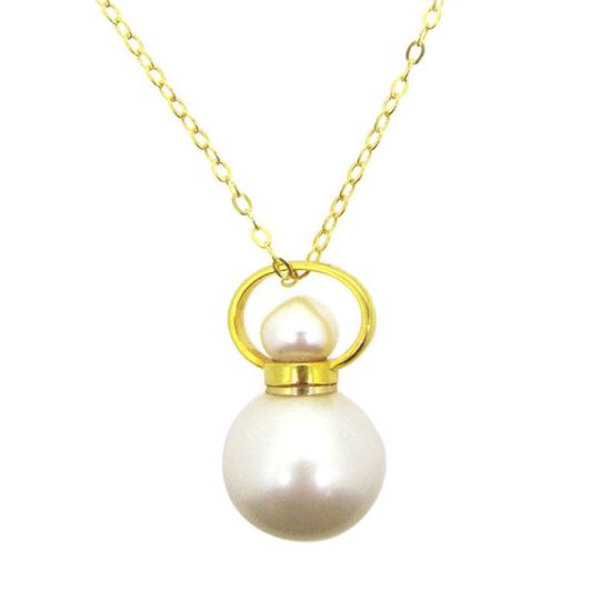 Wholesale Essential Oil Mini Series Bottle Necklace - Round Shape - Pearl