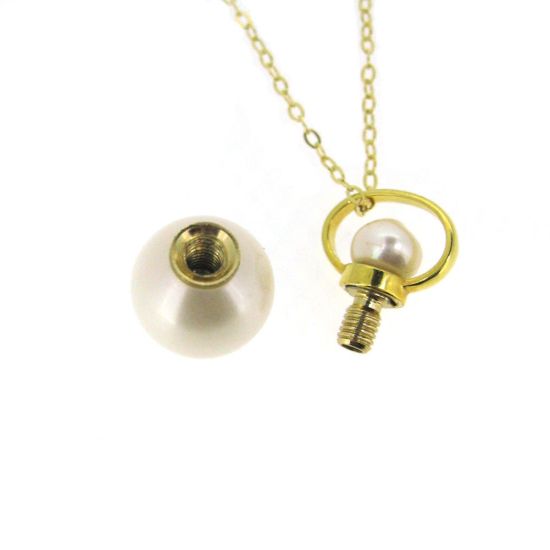 Wholesale Essential Oil Mini Series Bottle Necklace - Round Shape - Pearl