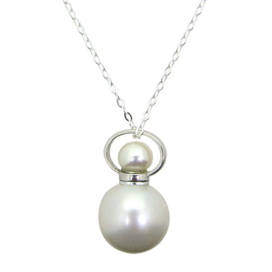 Wholesale Sterling Silver Essential Oil Mini Series Bottle Necklace - Round Shape - Pearl
