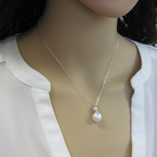 Wholesale Sterling Silver Essential Oil Mini Series Bottle Necklace - Round Shape - Pearl