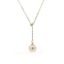 Wholesale 18K Yellow Gold White Akoya Pearl Pendant Necklace - Adjustable up to 17.5"