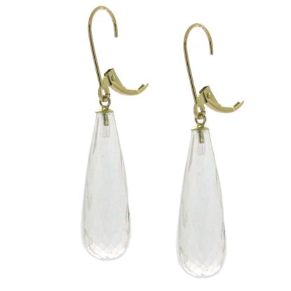 Wholesale 14K Yellow Gold - Long Teardrop Crystal Earrings(1 pair)