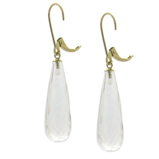Wholesale 14K Yellow Gold - Long Teardrop Crystal Earrings(1 pair)