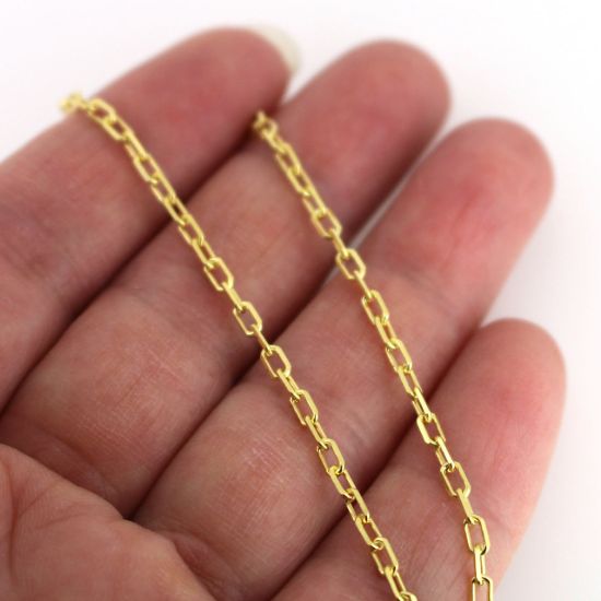Wholesale Gold over Sterling Silver Bulk Chain -  3mm Diamond Cut Box Chain (Sold by foot)