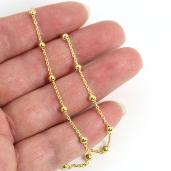 Wholesale Gold over Sterling Silver Bulk Chain - 3mm Ball Satellite Bead Chain (sold per foot)
