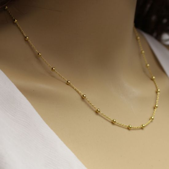 Wholesale Gold over Sterling Silver Finished Chain - 3mm Ball Satellite Cable Chain