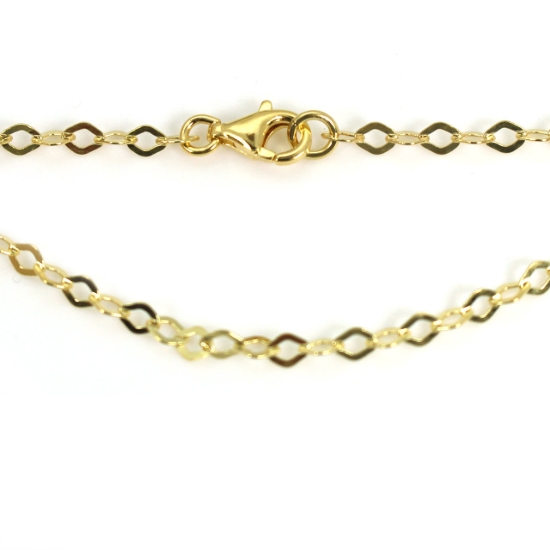 Wholesale Gold over Sterling Silver Finished Chain - Diamond Shaped Flat Cable Chain