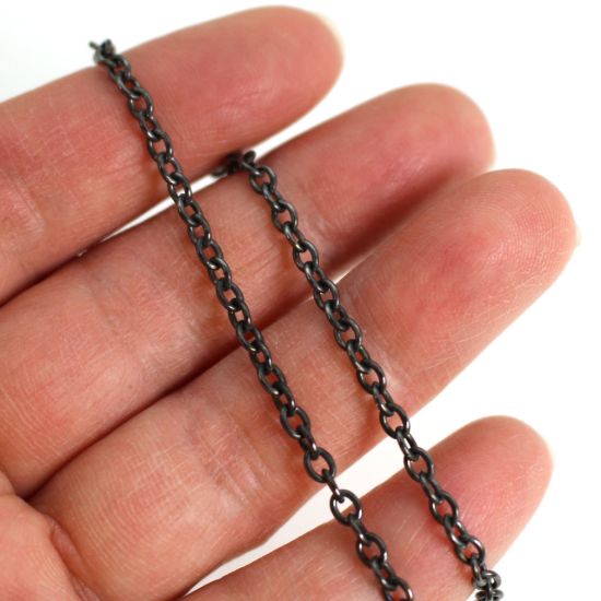 Wholesale Oxidized Sterling Silver Bulk Chain - 2.8x3.7mm Oval Cable Chain (sold per foot)
