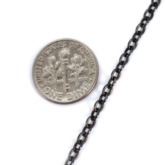 Wholesale Oxidized Sterling Silver Bulk Chain - 2.8x3.7mm Oval Cable Chain (sold per foot)