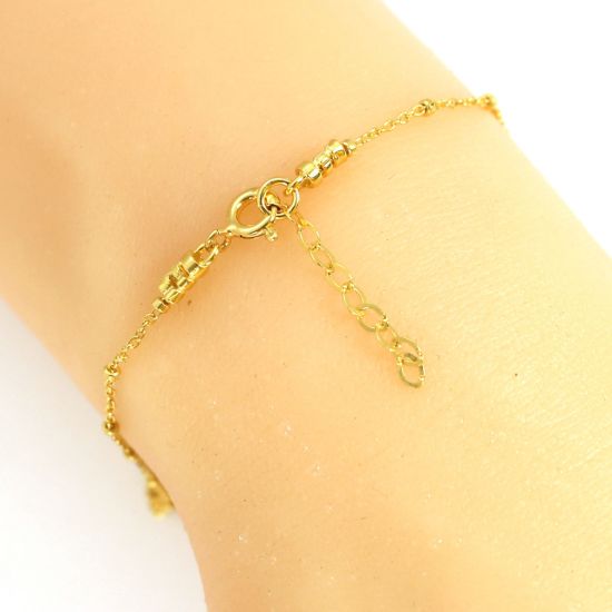 Wholesale Gold over Sterling Silver Finished Adjustable Chain Bracelet and Anklet with Extender -Satellite Chain