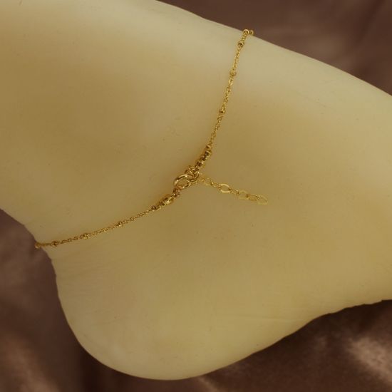 Wholesale Gold over Sterling Silver Finished Adjustable Chain Bracelet and Anklet with Extender -Satellite Chain