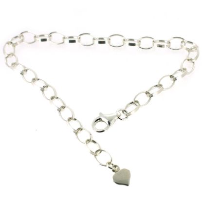 Wholesale Sterling Silver Basic Adjustable Chain Anklet and Bracelet- Flat Oval Rolo Chain